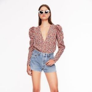 AFRM Nora Thong Bodysuit Floral Ditsy NWOT